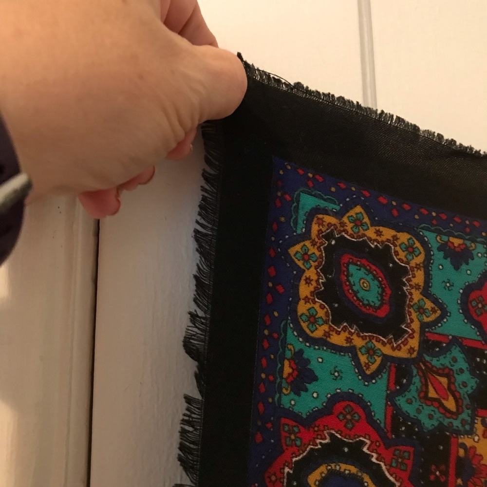 Paisley Scarf, with Black-Fringed Edging 44”x44”